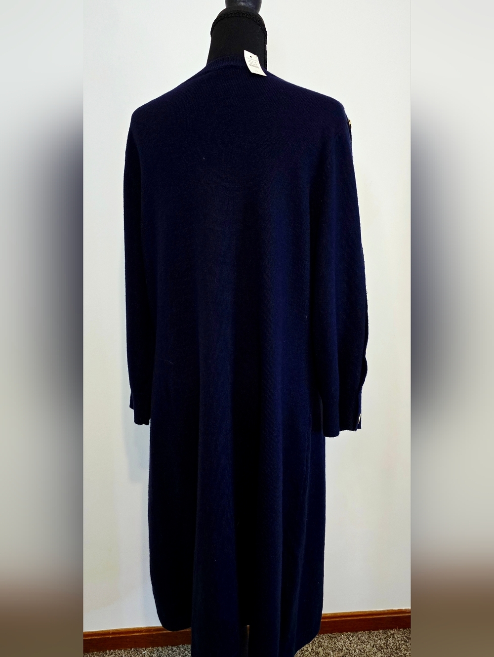 Talbots sweater dress navy gold button sleeve preppy knit v neck chic classic XL - Picture 6 of 10